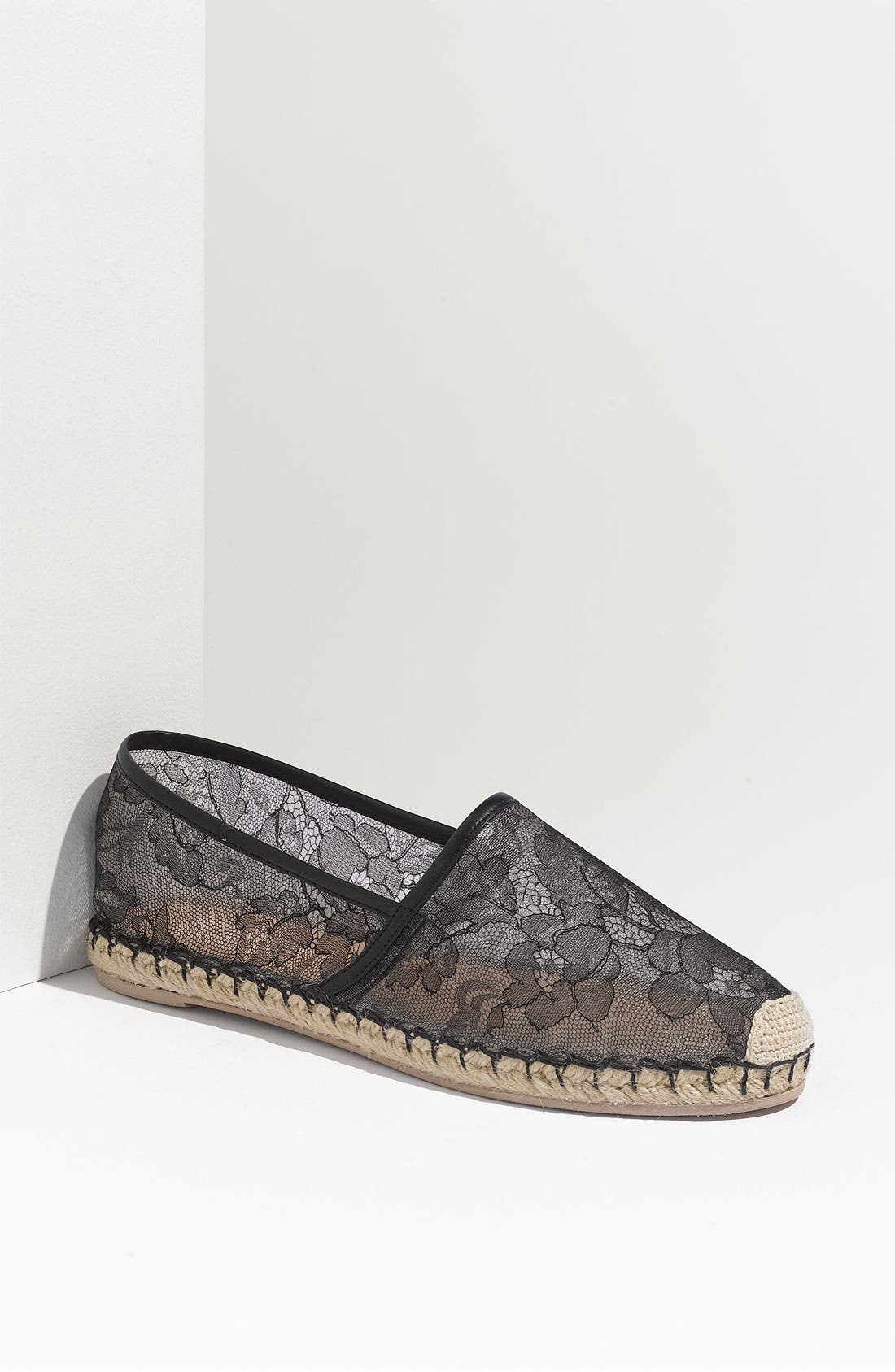 Lace Flat Espadrille, Main, color, BLACK