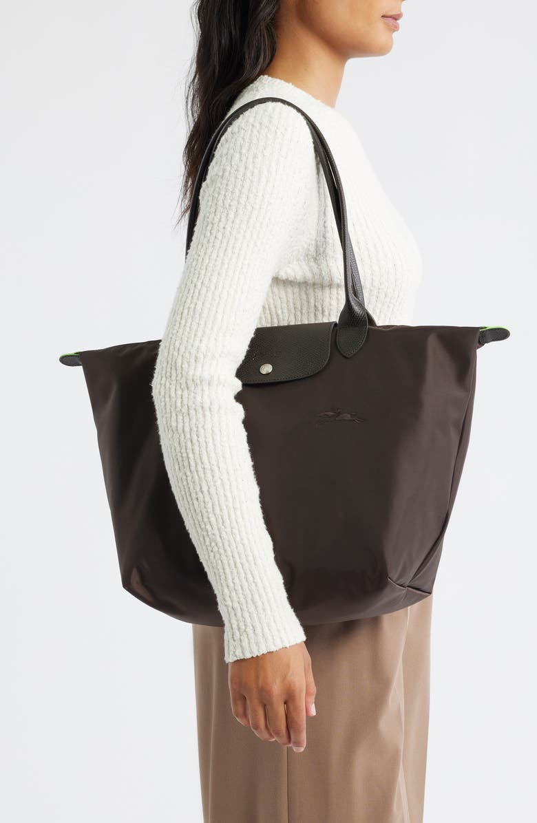Longchamp Large Le Pliage Green Recycled Canvas Tote, Alternate, color,