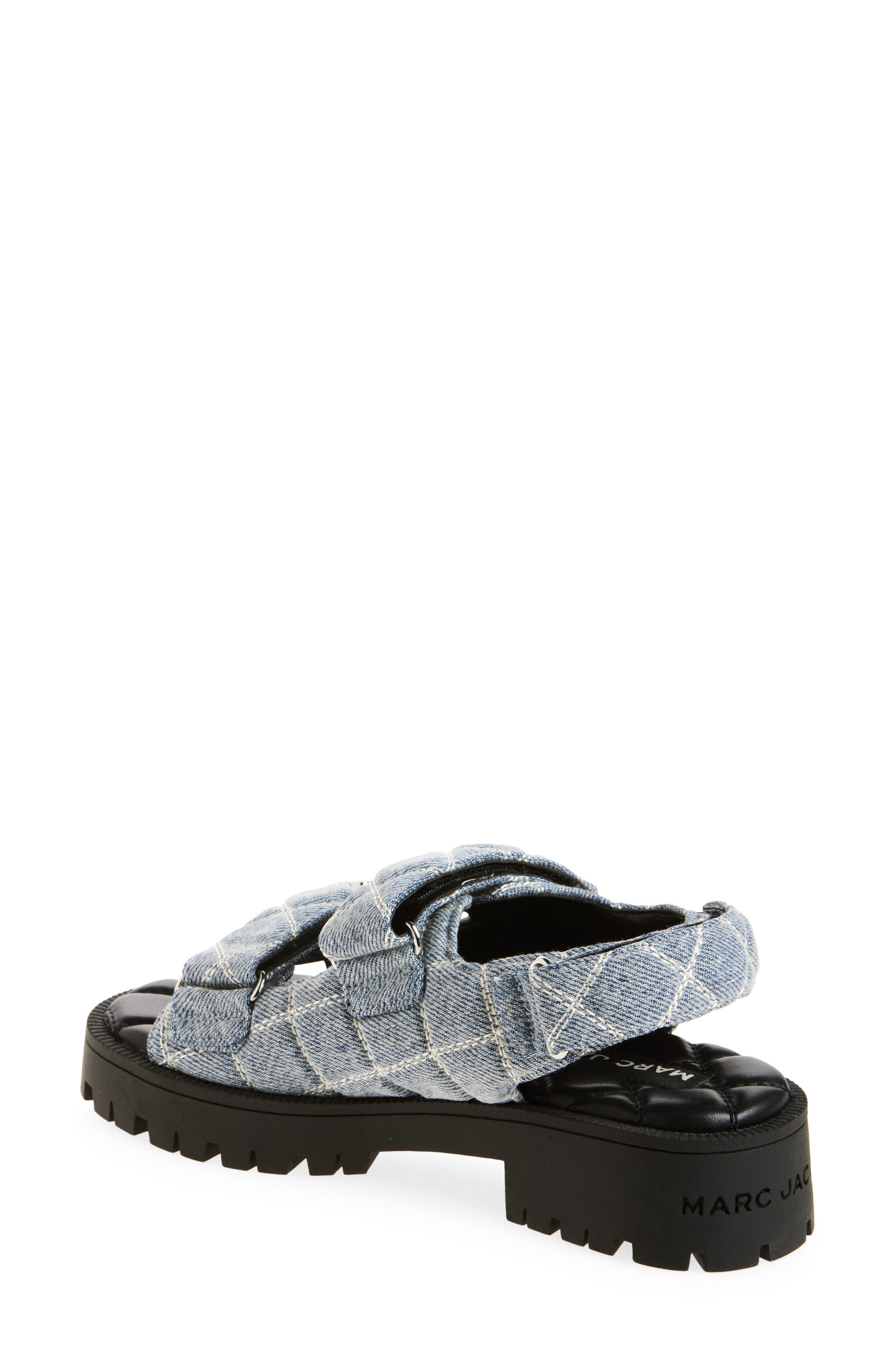Marc Jacobs The Quilted Denim Sunny Sandal, Alternate, color, Light Wash Indigo