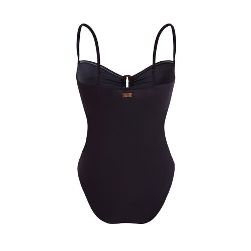 Shop Vilebrequin Solid Bandeau One-piece Swimsuit In Noir
