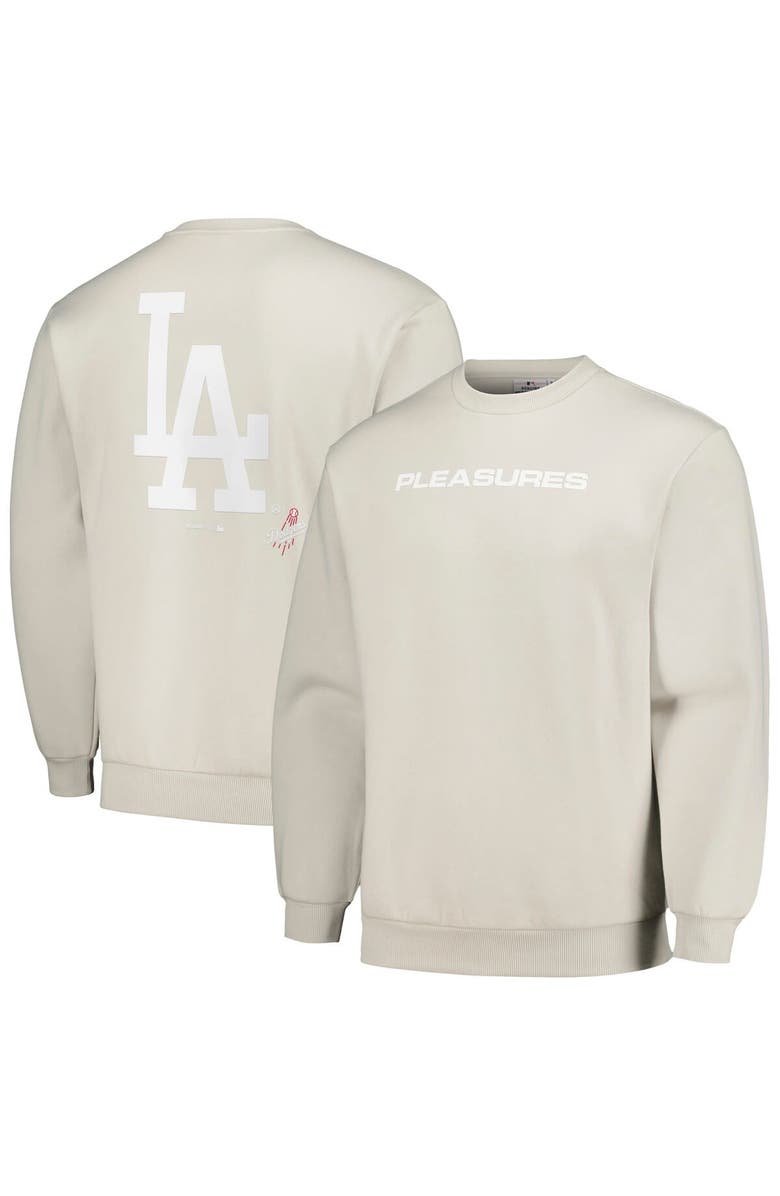 PLEASURES Men's PLEASURES Gray Los Angeles Dodgers Ballpark Pullover Sweatshirt, Main, color,