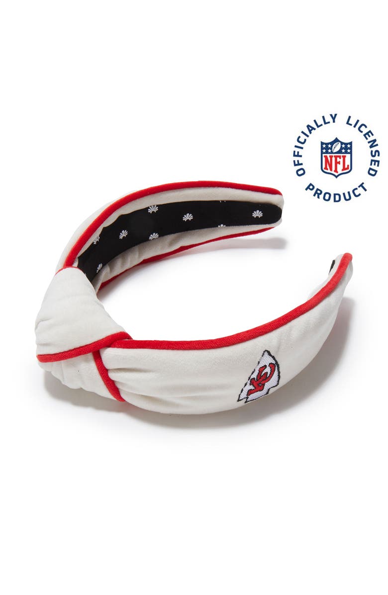 Lele Sadoughi Kansas City Chiefs Embroidered Knotted Headband, Main, color, Ivory 100