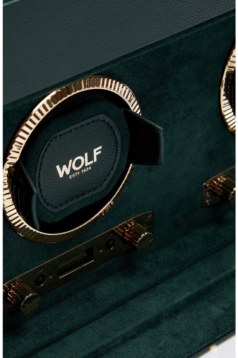 British Racing Double Watch Winder with Storage, Alternate, color, GREEN