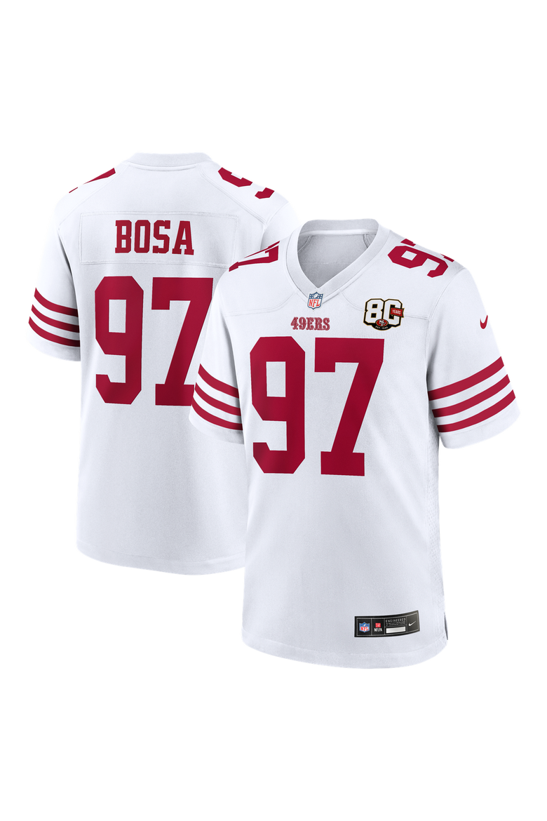 Men's Nike Nick Bosa White San Francisco 49ers 80th Anniversary Game Jersey, Main, color, White