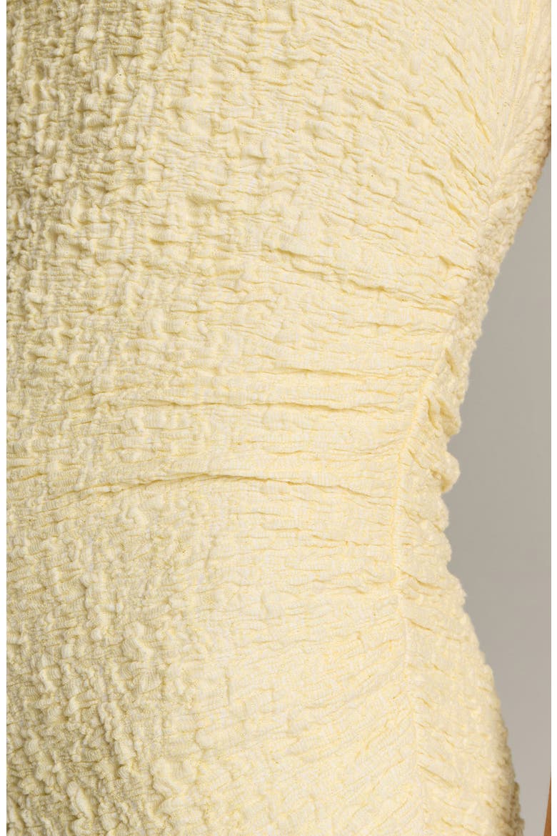 Side Pleat Textured Cotton Blend Body-Con Dress, Alternate, color, LIGHT DANDELION