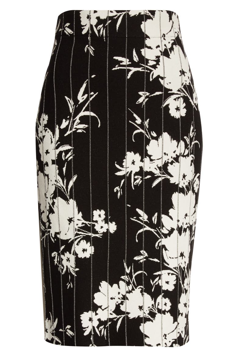 Silhouette Floral Pencil Skirt, Alternate, color, BLACK/WHITE