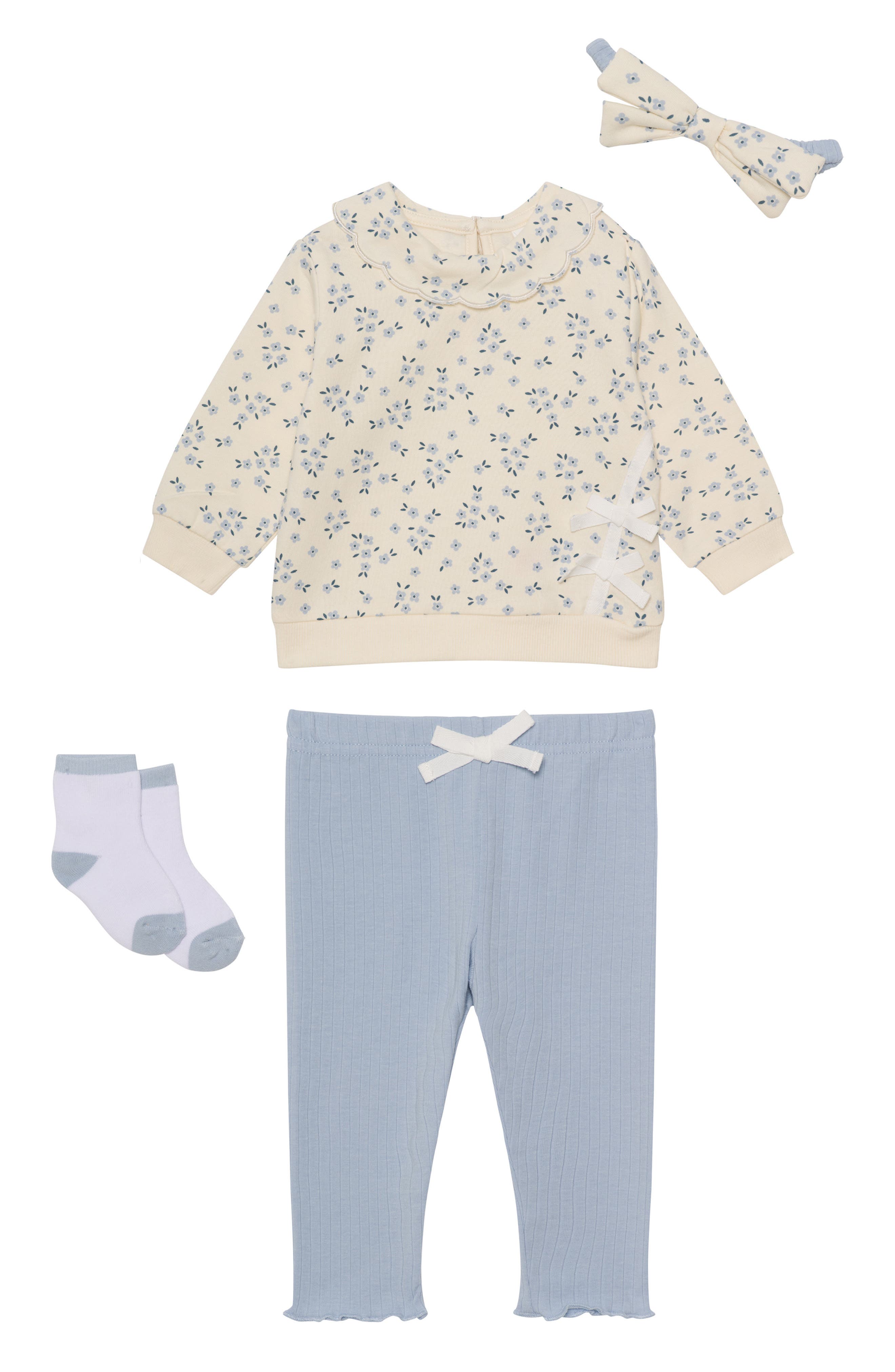 PL Baby by Petit Lem Long Sleeve Top, Leggings, Headband & Socks Set