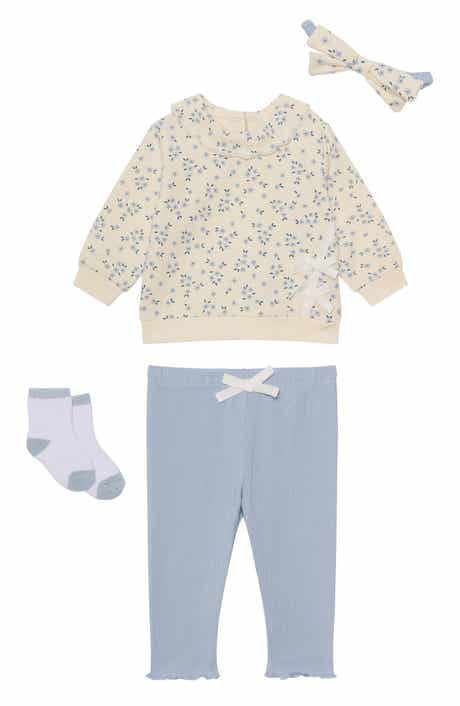 PL Baby by Petit Lem Long Sleeve Top, Leggings, Headband & Socks Set