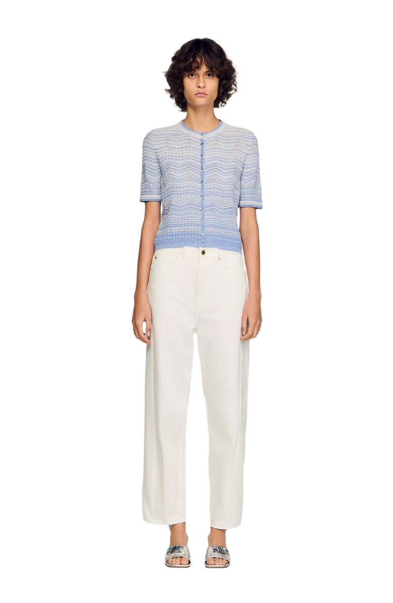 SANDRO Fancy knit cardigan, Alternate, color, Sky Blue