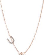 MESHMERISE Bezel Diamond Initial Chain Necklace - 0.2ct.