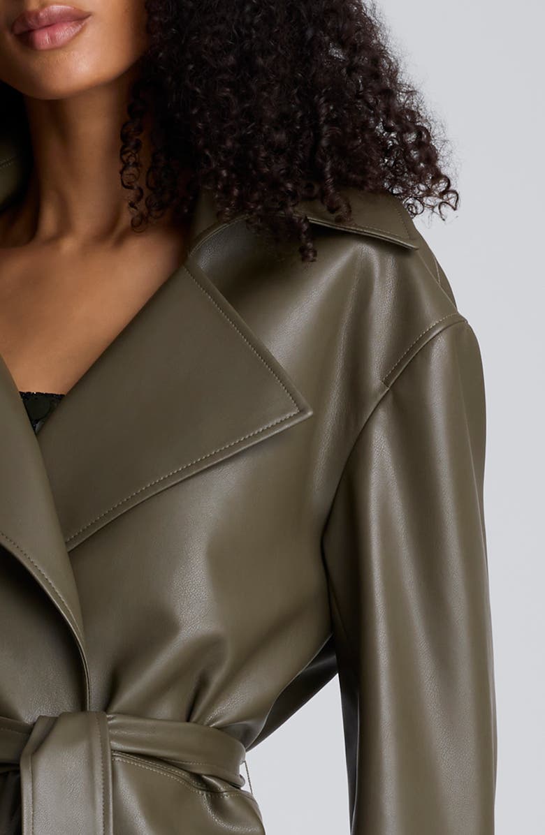 Kenneth Cole Faux Leather Belted Trench Coat, Alternate, color, 