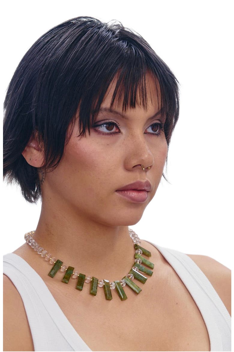 Queen Green Quartz Aventurine Gold Plated Necklace, Alternate, color, Green