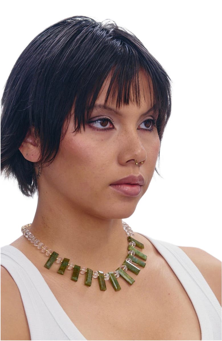 SHOP SPICY DAN Queen Green Quartz Aventurine Gold Plated Necklace, Alternate, color, Green