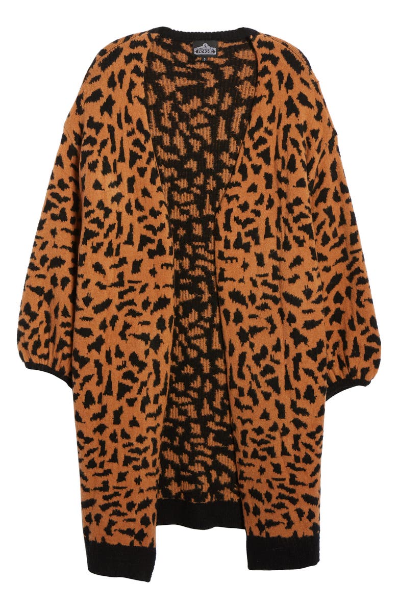 Angie Animal Jacquard Long Cardigan, Alternate, color, 