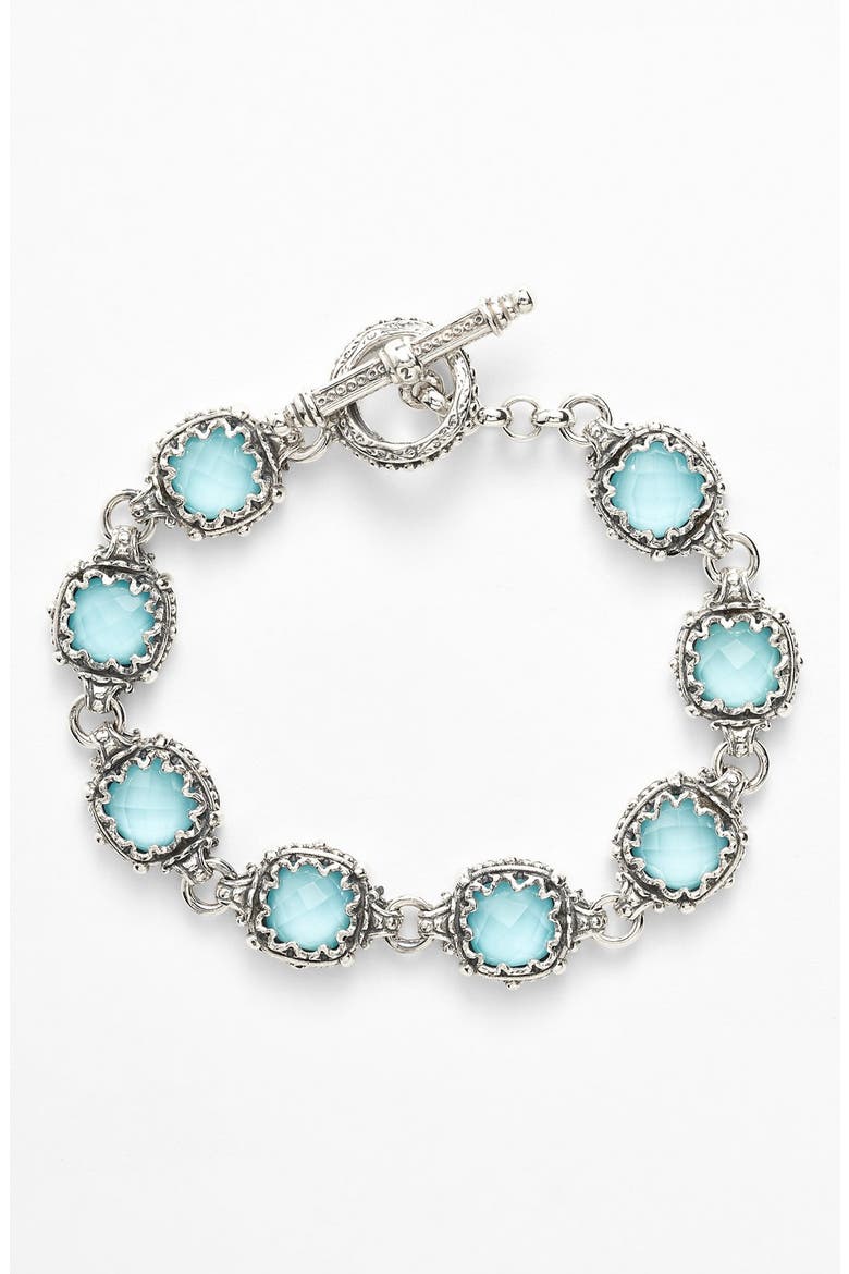 'Aegean' Station Link Bracelet, Main, color, SILVER/ TURQUOISE