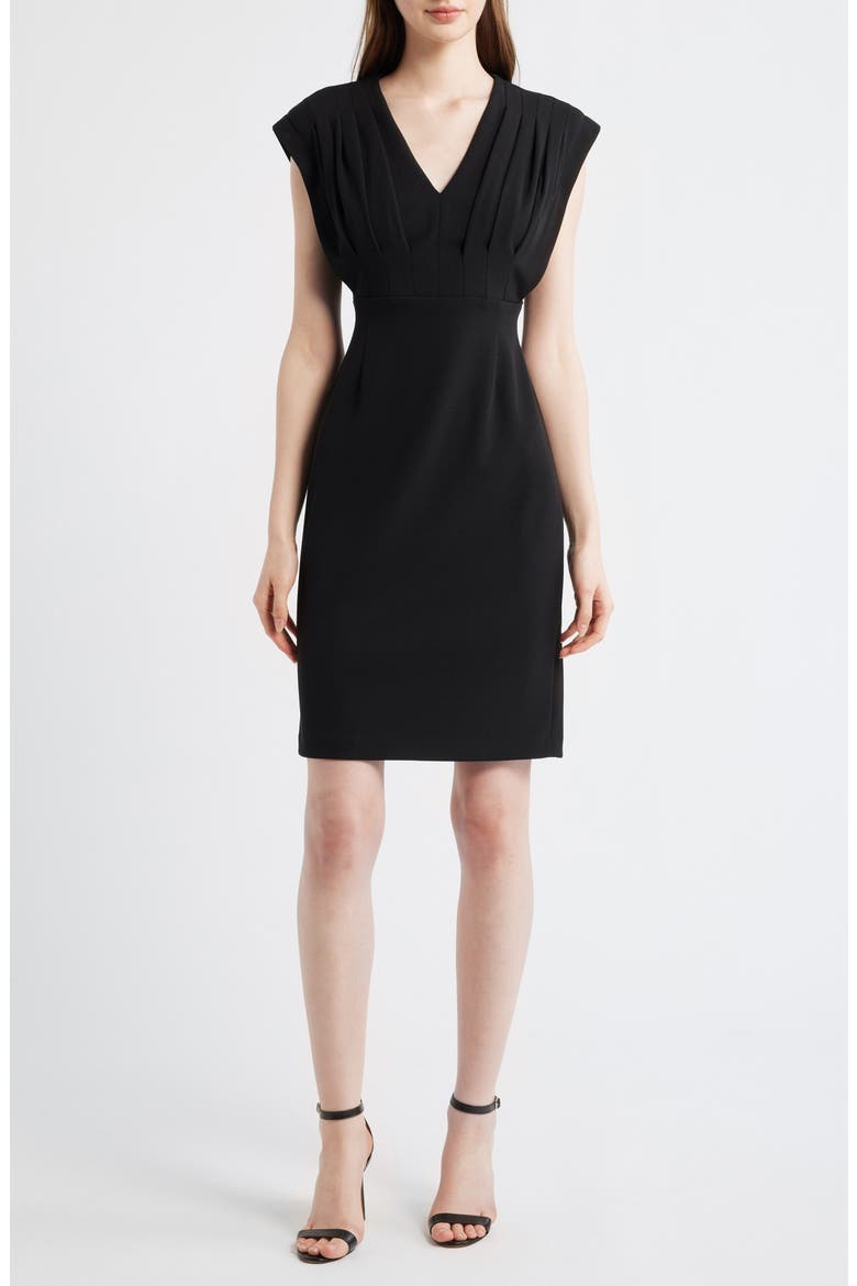 pleat neck sheath dress Pleated Bodice Sheath Dress (Women)