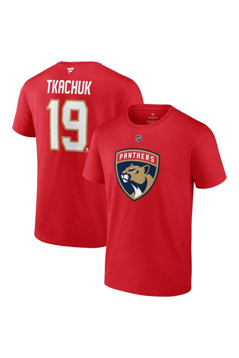 Men's Fanatics Branded Matthew Tkachuk Red Florida Panthers Authentic Stack Name & Number T-Shirt, Main, color, Red