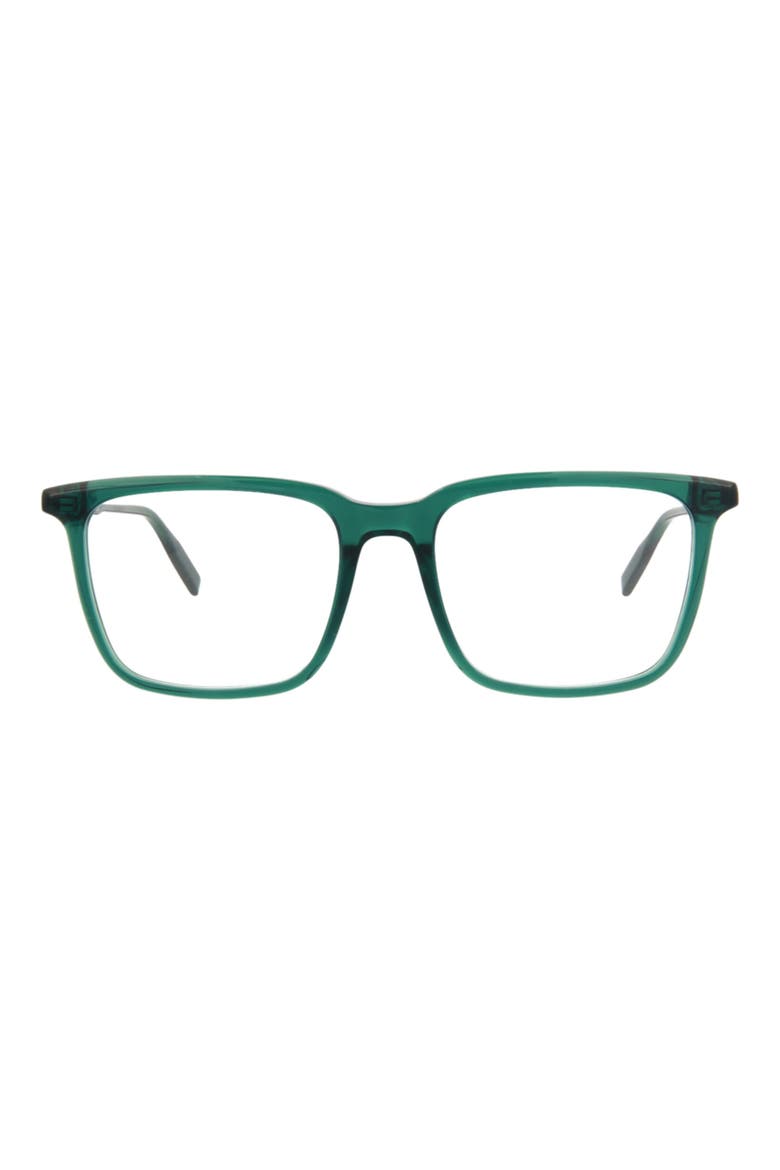 57mm Square Optical Glasses, Main, color, GREEN TRANSPARENT