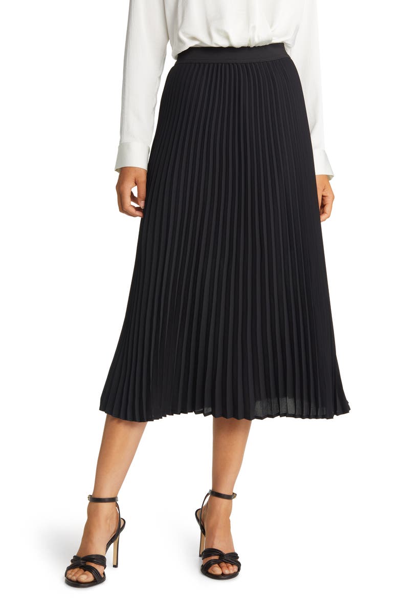 Pleated Skirt, Main, color, BLACK