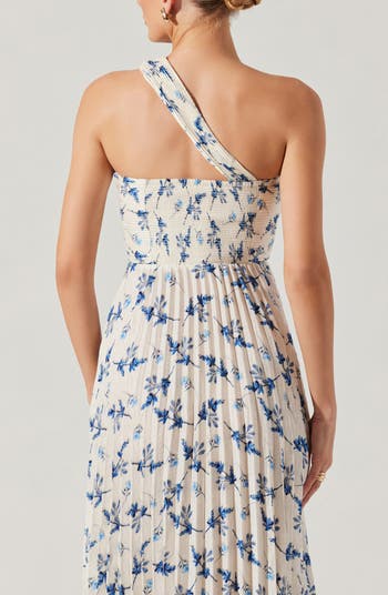 Rasya Floral Pleated One-Shoulder Maxi Dress