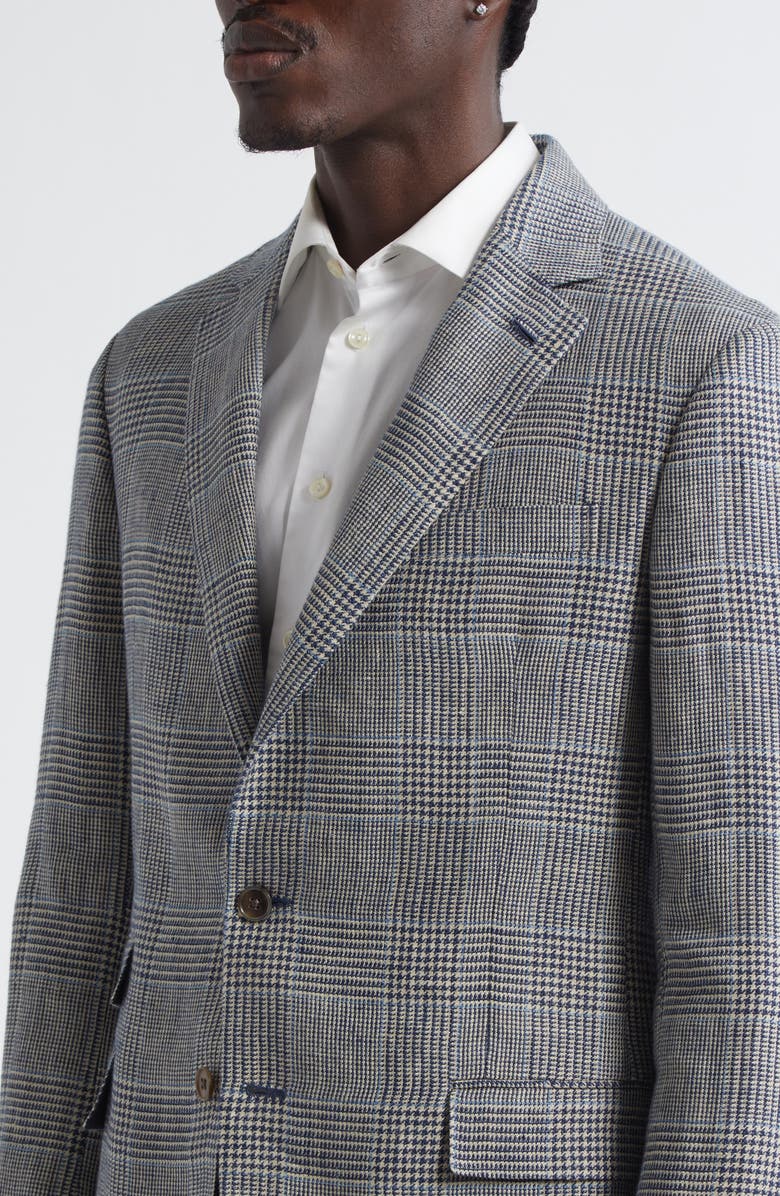 Ralph Lauren Purple Label Kent Hand Tailored Plaid Linen Blazer, Alternate, color, Navy/ Cream W/ Cf Oc