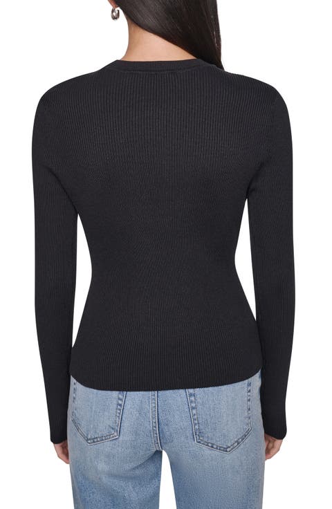 Ribbed Cutout Crewneck Sweater