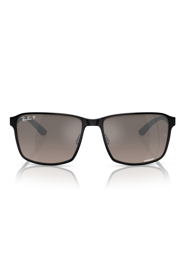 Chromance 55mm Polarized Square Sunglasses, Main, color, BLACK/GREY