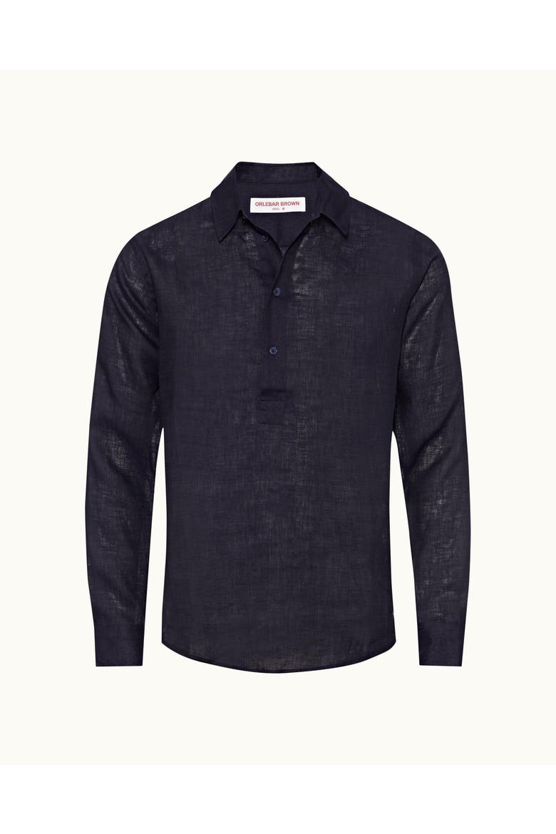 Percy Linen Classic Collar Overhead Linen Shirt, Alternate, color, Dark Navy