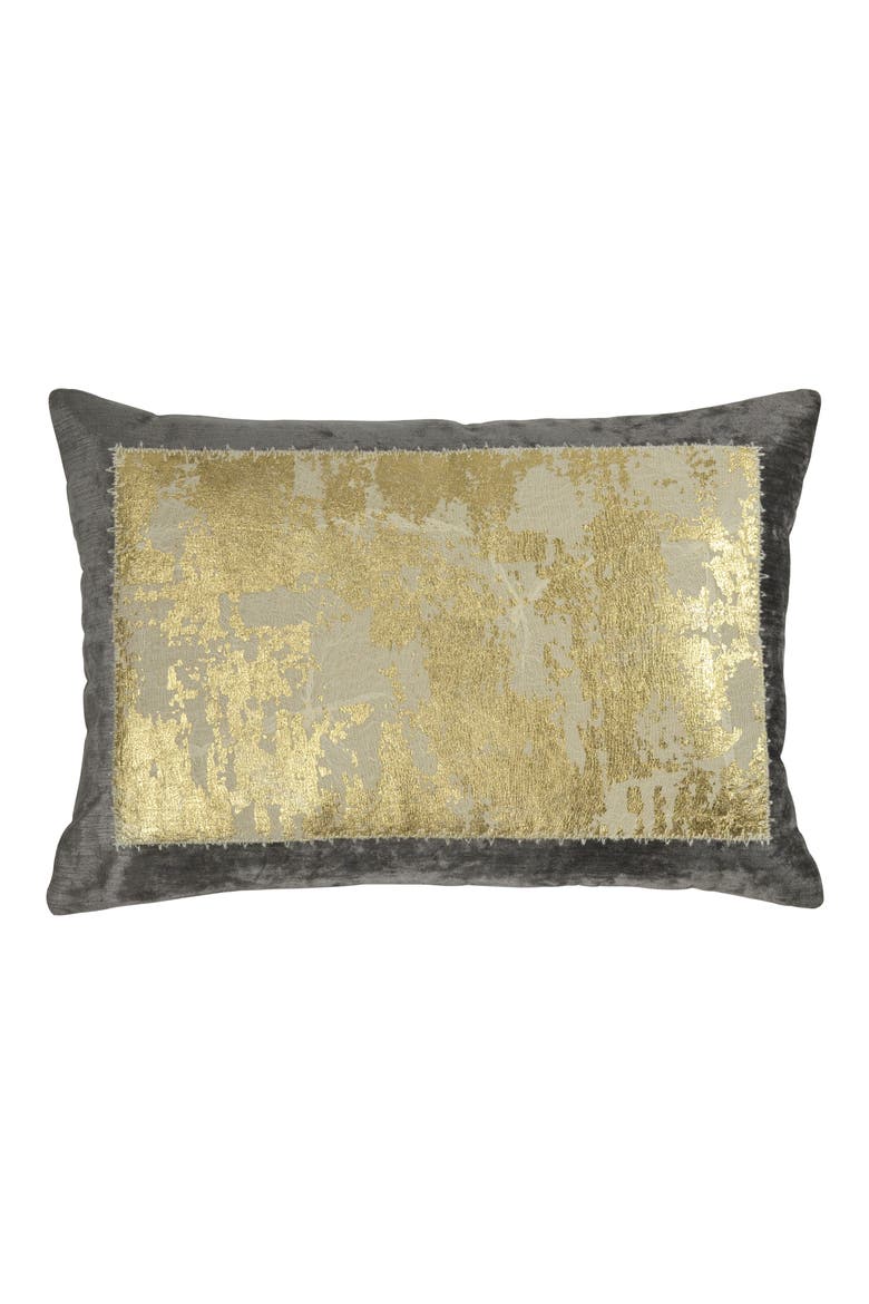Distressed Metallic Accent Pillow, Main, color, GRAY
