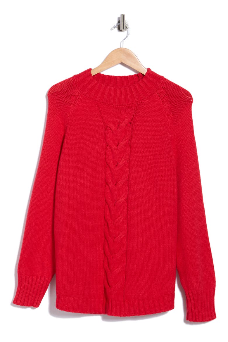 Center Cable Mock Neck Sweater, Main, color, RED