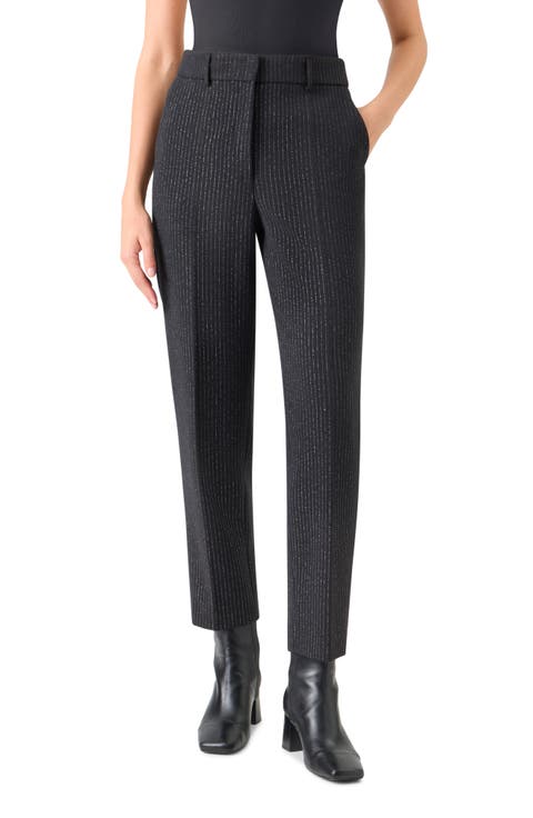 Metallic Pinstripe Slim Ankle Pants