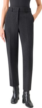 Akris punto Metallic Pinstripe Slim Ankle Pants
