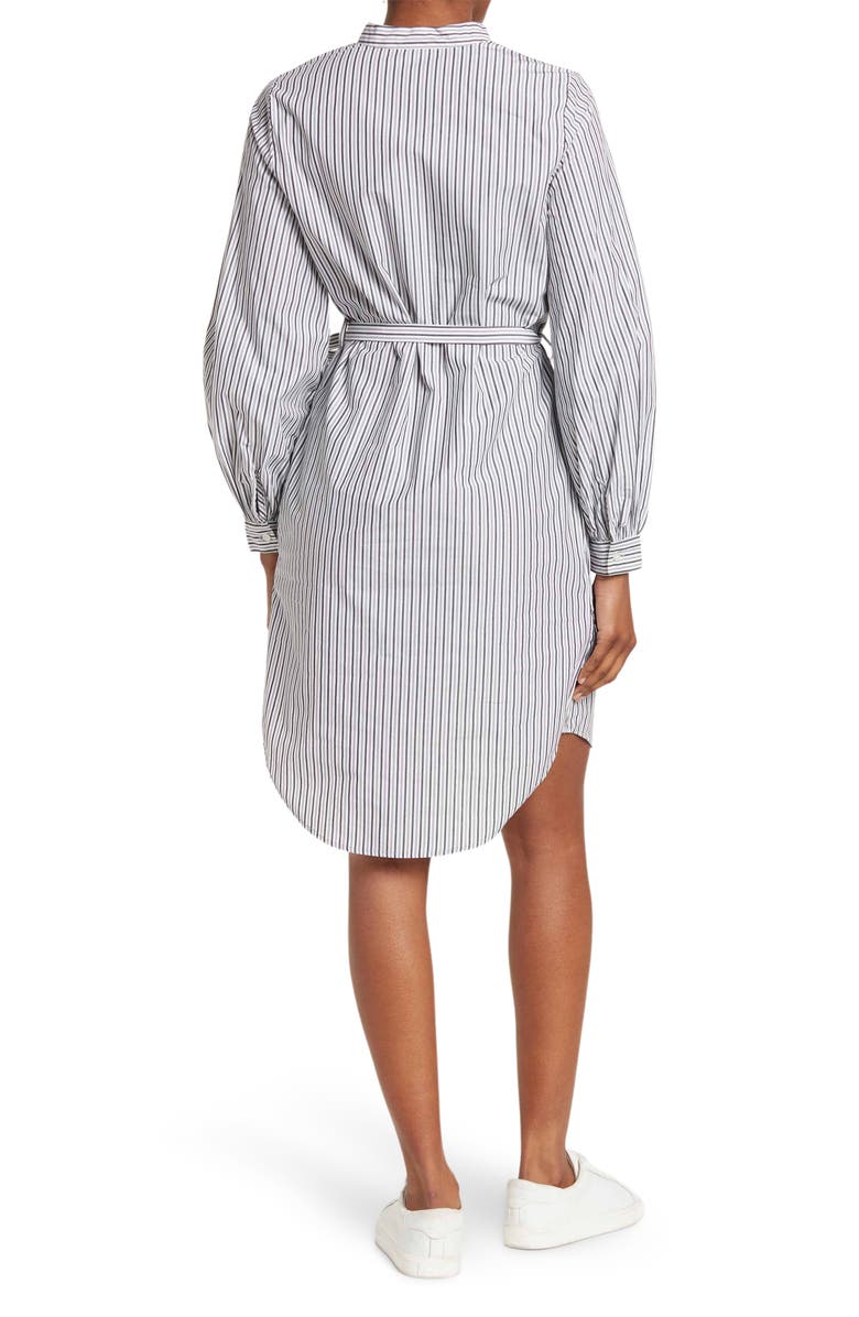 Calvin Klein Puff Sleeve Striped Belted Short Dress, Alternate, color, 