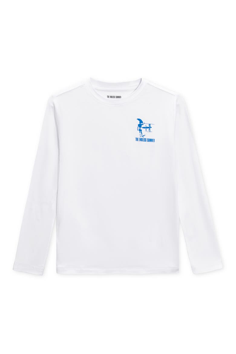 Kids' Waves UPF 50+ Long Sleeve Sun Shirt, Main, color, WHITE