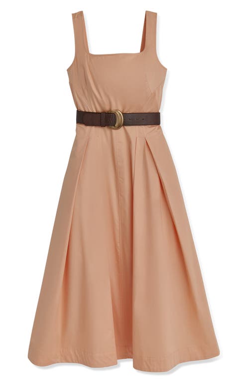 Donna Karan New York Sleeveless Cotton A-line Dress In Peach Fuzz