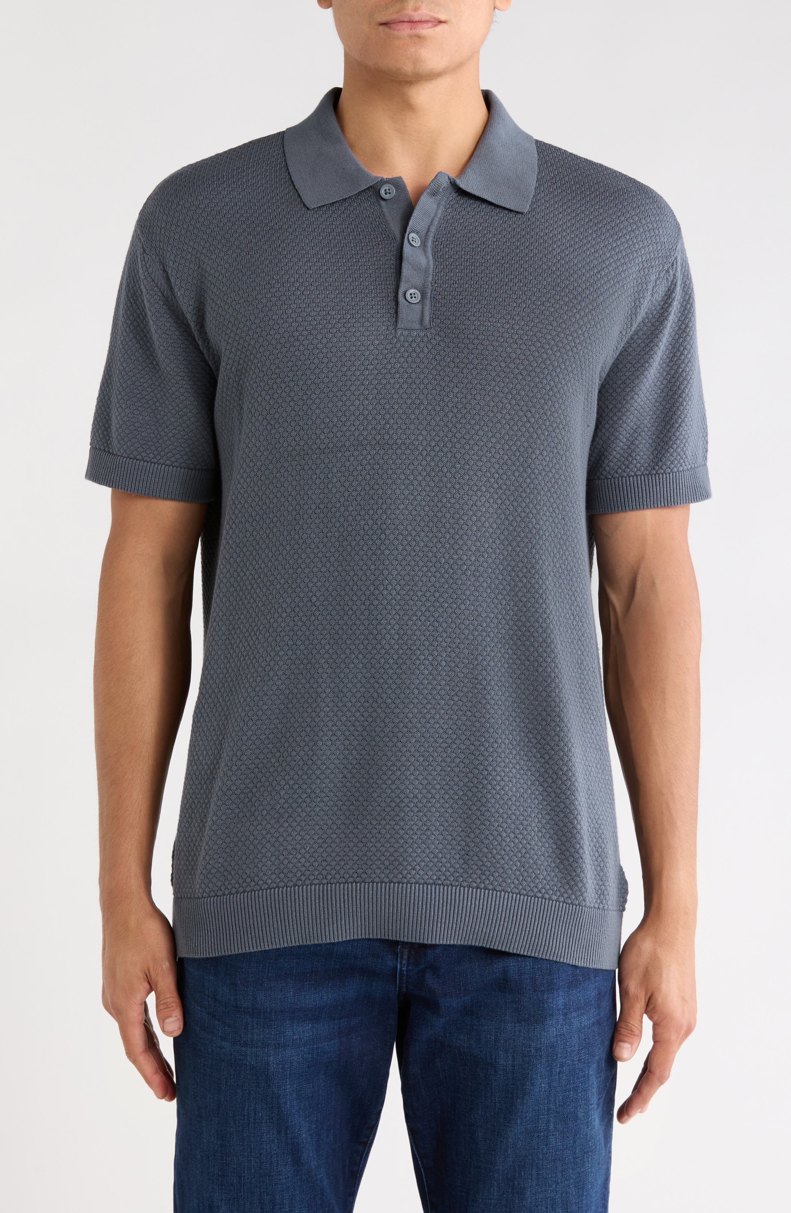 Textured Knit Cotton Polo