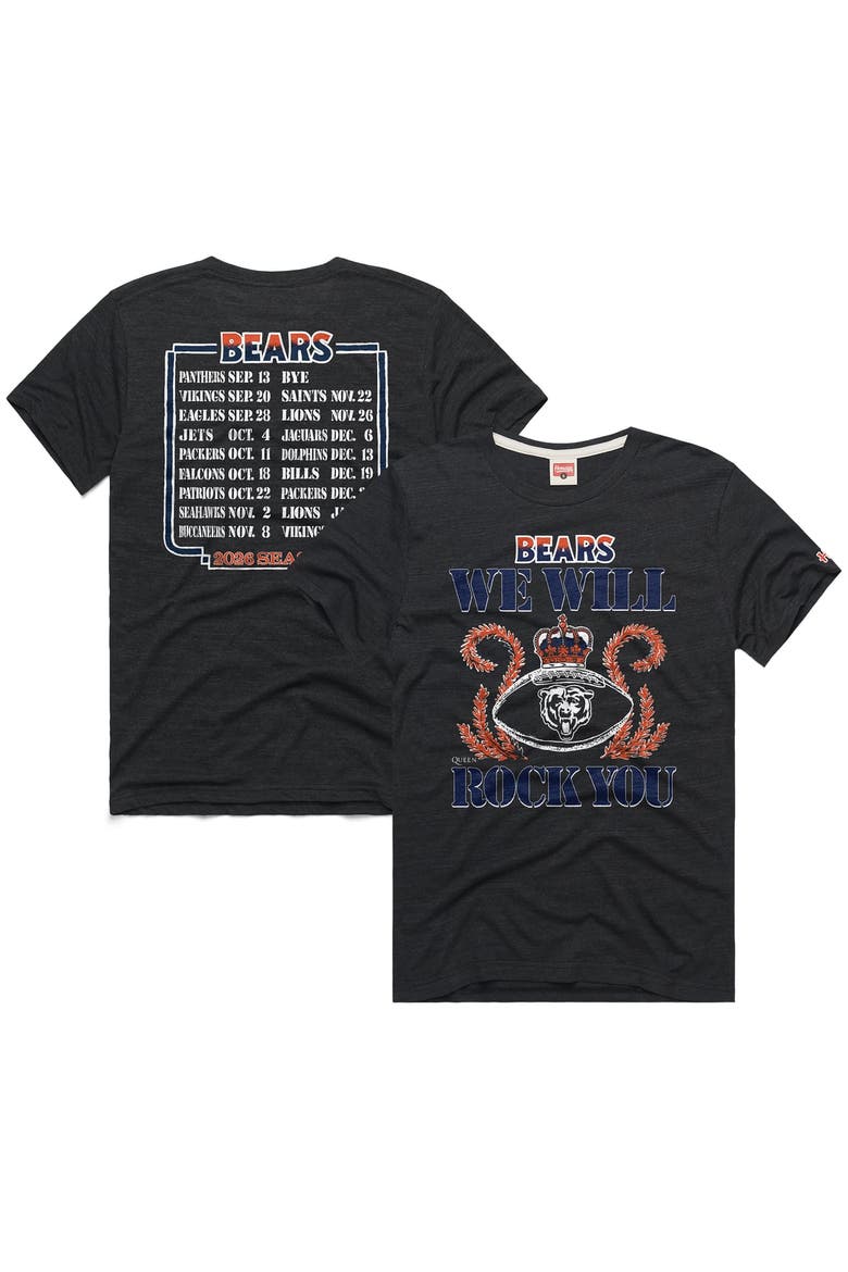 Unisex Homage Charcoal Chicago Bears 2026 NFL Schedule Queen Tri-Blend T-Shirt, Main, color, Charcoal