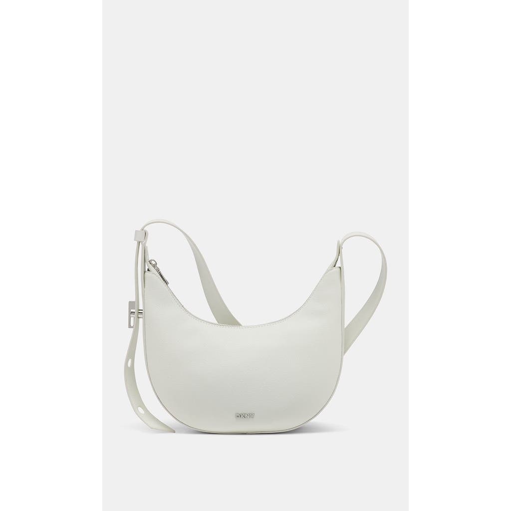 Dkny Bleeker Small Leather Crossbody In Optic White