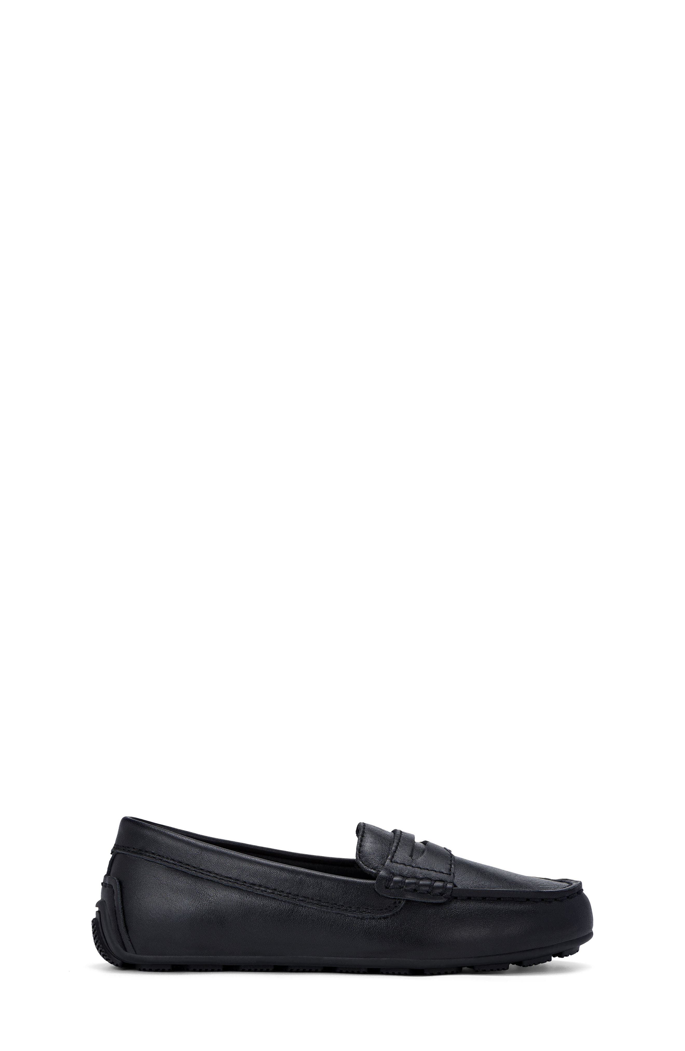 Kids' Leather Driver Moc Penny Loafer, Alternate, color, BLACK