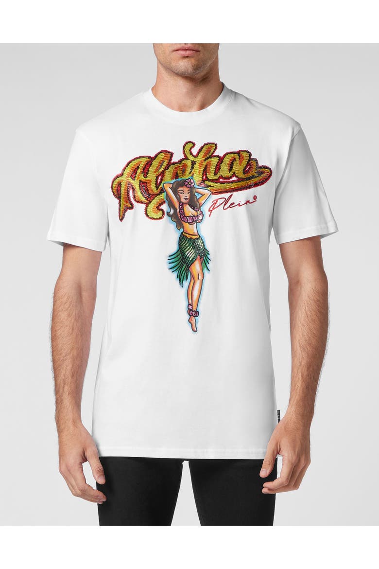 T-Shirt Round Neck Ss Hawaii Men, Main, color, white