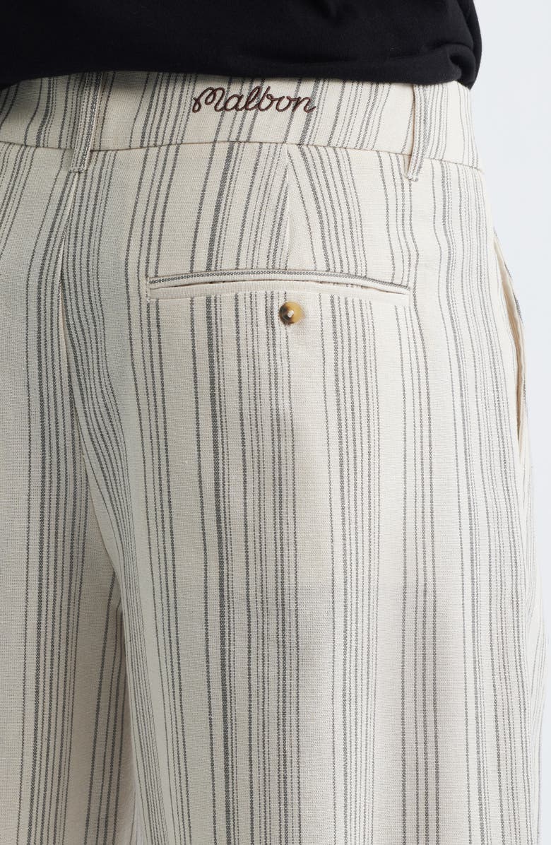 MALBON Arena Stripe Shorts, Alternate, color, Cream Stripe