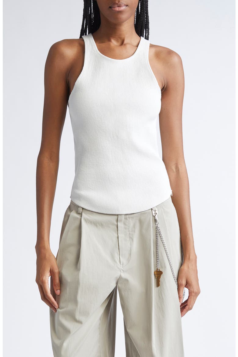 Racerback Stretch Cotton Rib Tank, Main, color, WHITE
