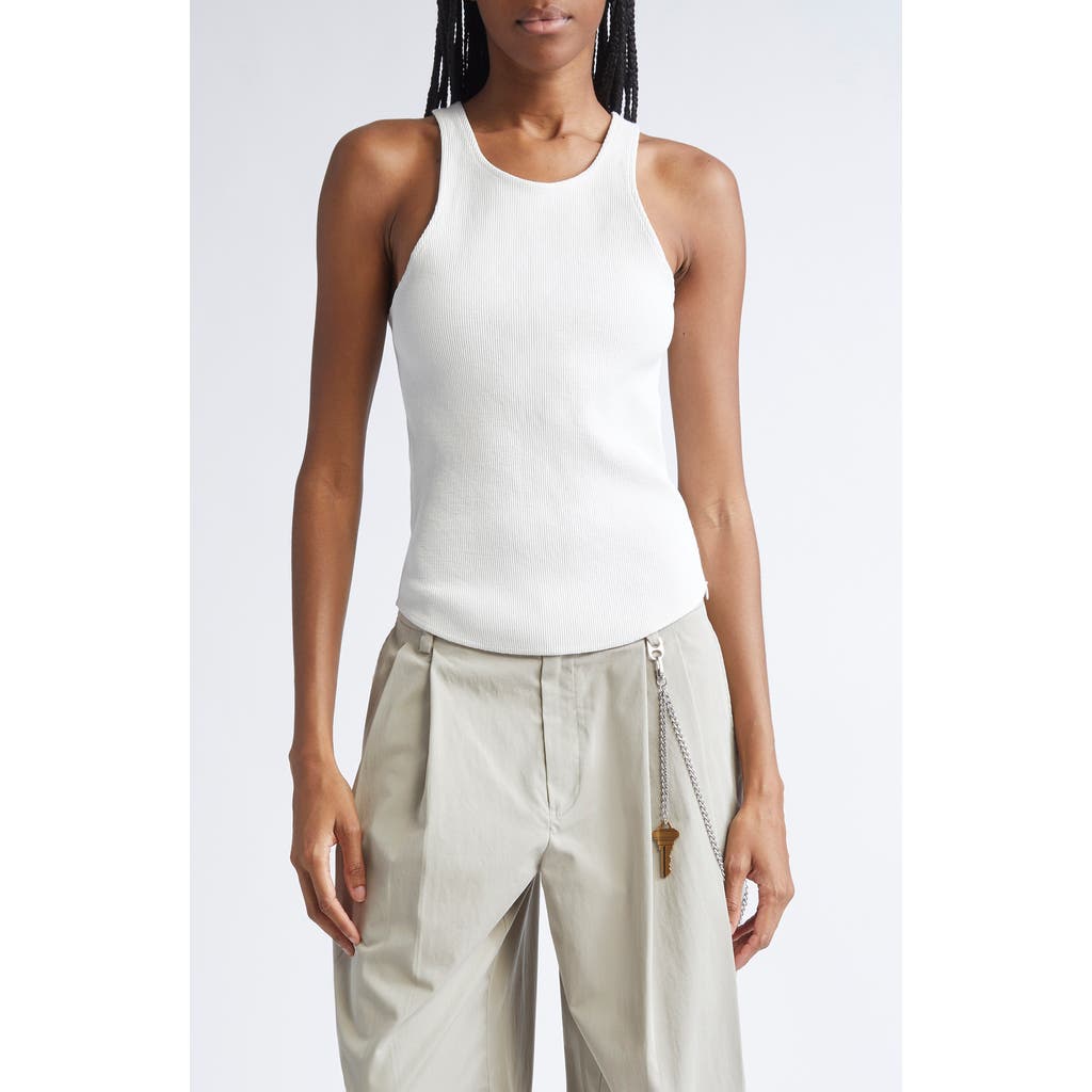 Alexander Wang Racerback Stretch Cotton Rib Tank In White