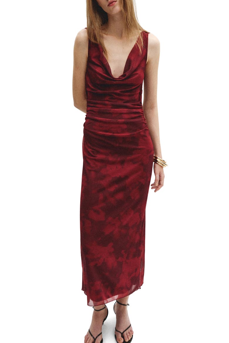 Ruched Sleeveless Dress, Main, color, BURGUNDY