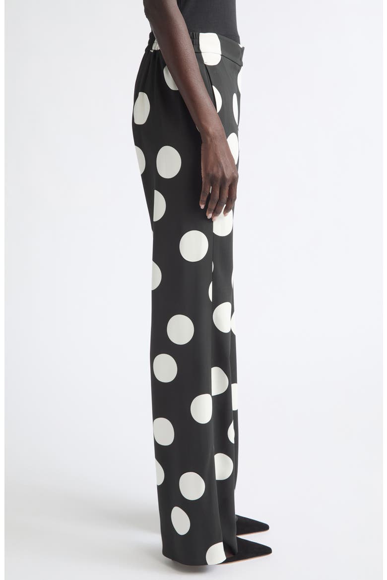 X-Large Polka Dot Stretch Crepe Wide Leg Pants, Alternate, color, BLACK-CREAM