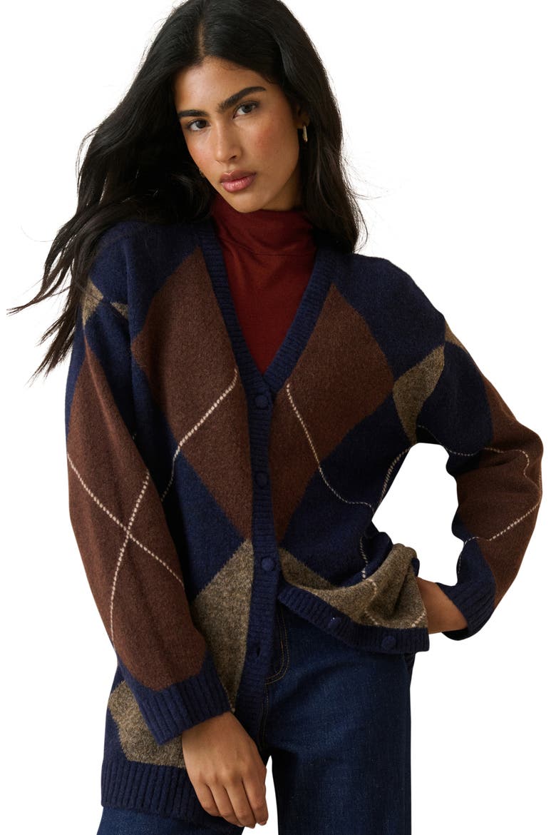 Argyle Cardigan, Alternate, color, MULTI