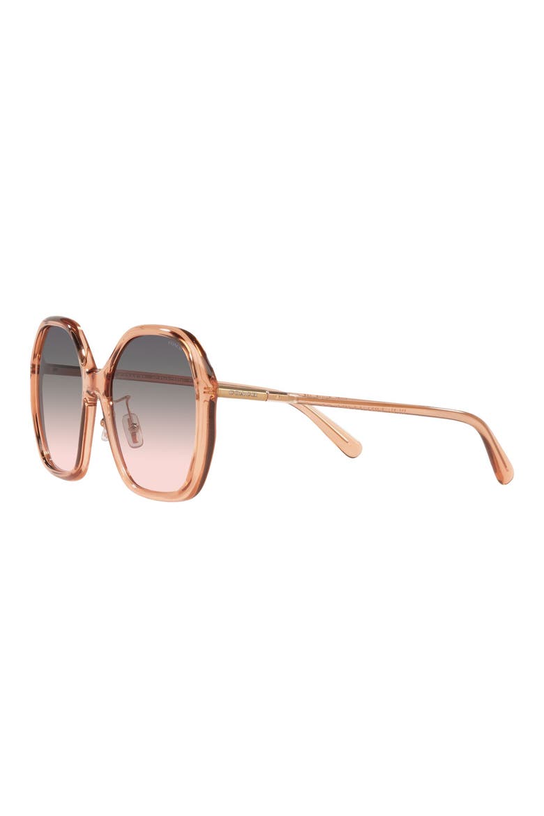 57mm Gradient Round Sunglasses, Alternate, color, TRANSPARENT CHAMPAGNE BROWN