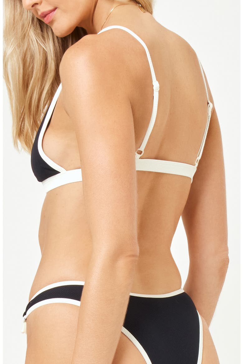 Caicos Bikini Top, Alternate, color, BLACK/ CREAM