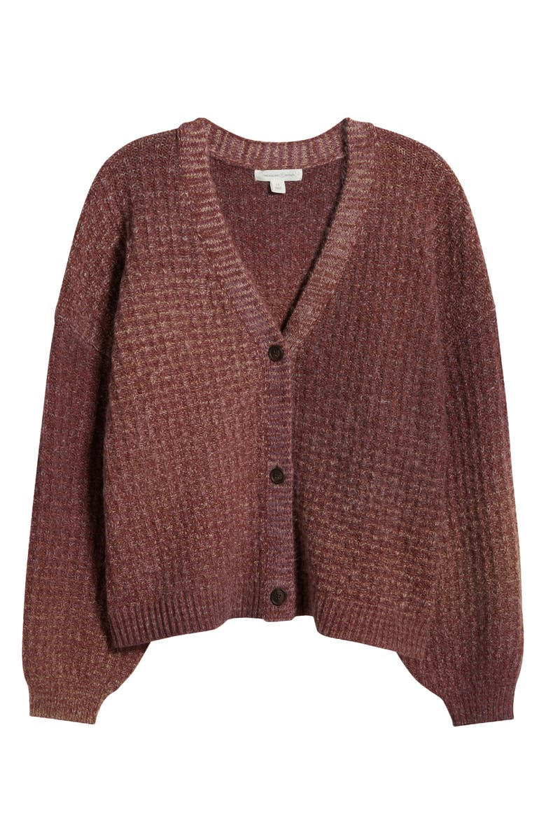Treasure & Bond Textured V-Neck Cardigan, Alternate, color, Burgundy Rhode Combo