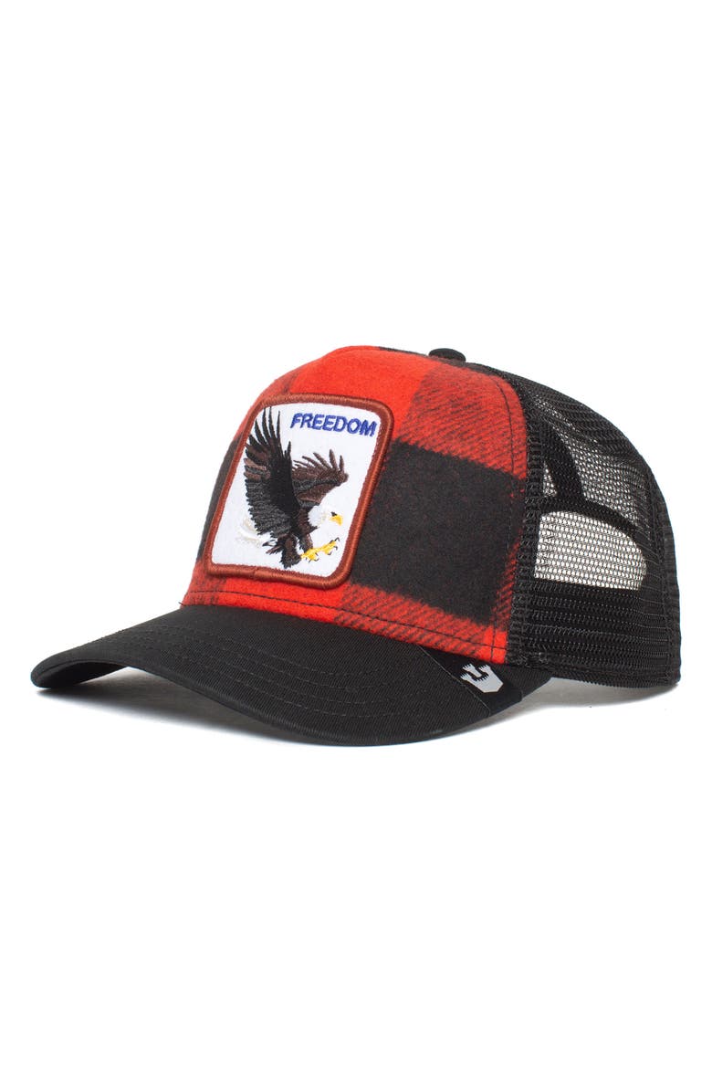 Goorin Bros. Ski Free Eagle Patch Trucker Hat, Main, color, Red